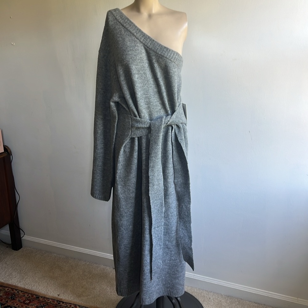 NWT Eloquii one shoulder sweater dress in heather gray - Picture 4 of 11